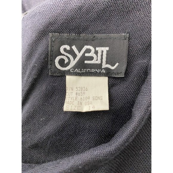 Vintage Sybil California Black Wool Blend Asymmetrical Layered Long Dress 14 - Picture 8 of 9